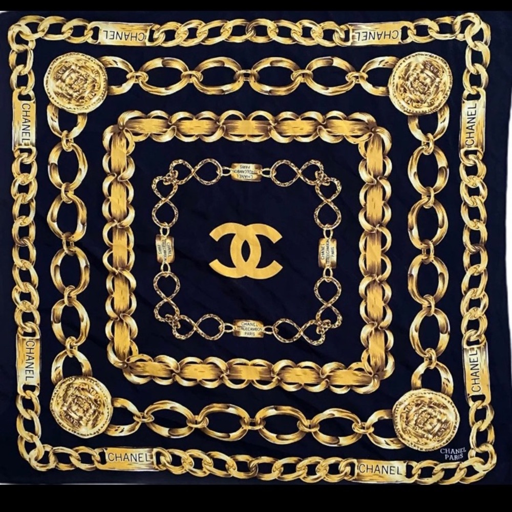 Chanel Silk Vintage 31 Rue Cambon Chain Scarf